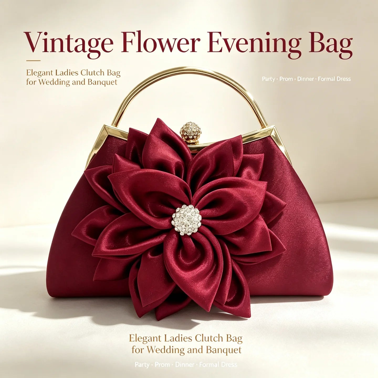 Elegant Women Silk Floral Evening Clutch Purse For Wedding Party