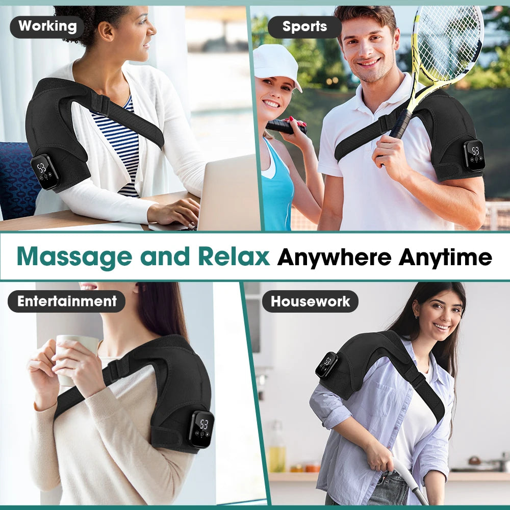 Pastsky Rechargeable Heated Shoulder Massager With Touchscreen And Timer