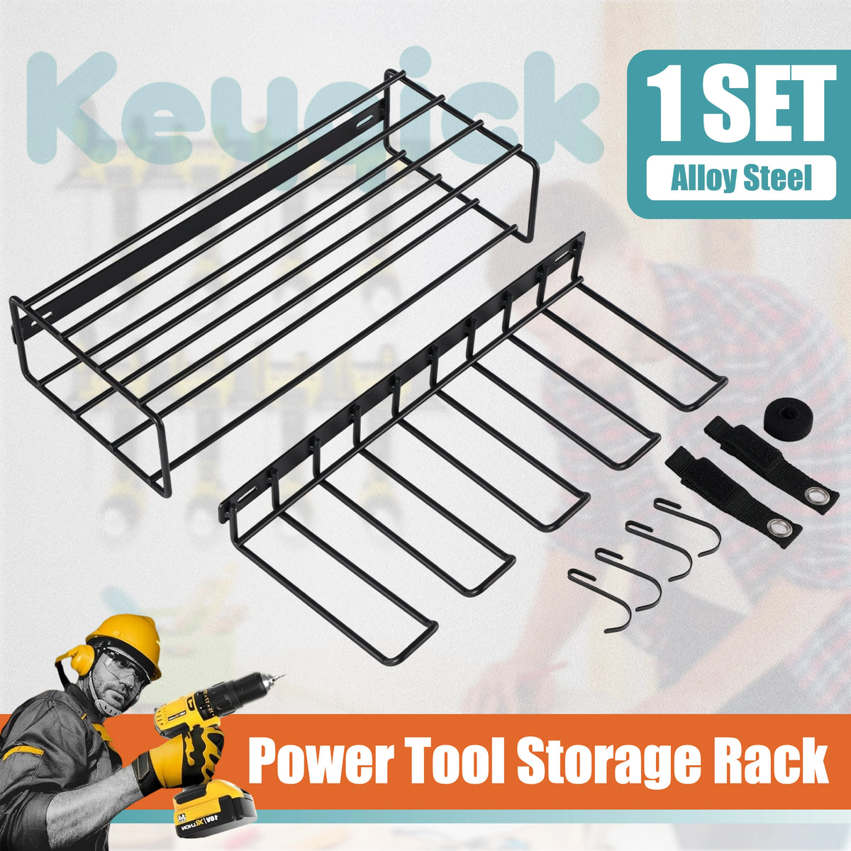 Heavy Duty Wall Mounted Power Tool Storage Rack Organizer