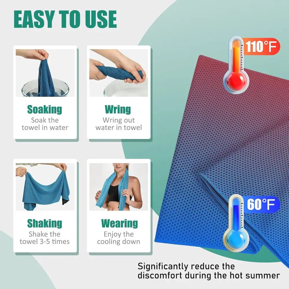 Set of 6 Cooling Towels for Sports, Yoga, Gym, and Outdoor Activities