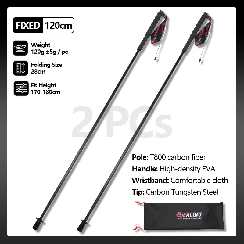 Okhealing Foldable Carbon Fiber Trekking Poles Ultra Light Hiking Sticks