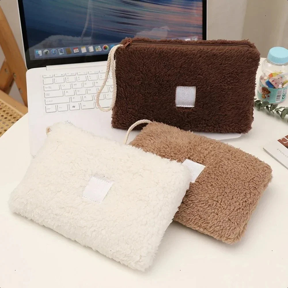 Cute Plush Travel Cosmetic Bag Large Capacity Makeup Organizer
