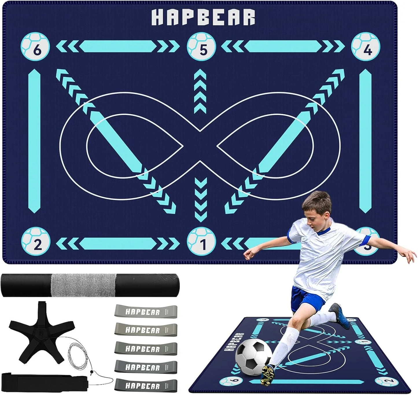 HAPBEAR Soccer Training Mat 0.2-Inch Thick Anti Slip Home Gym