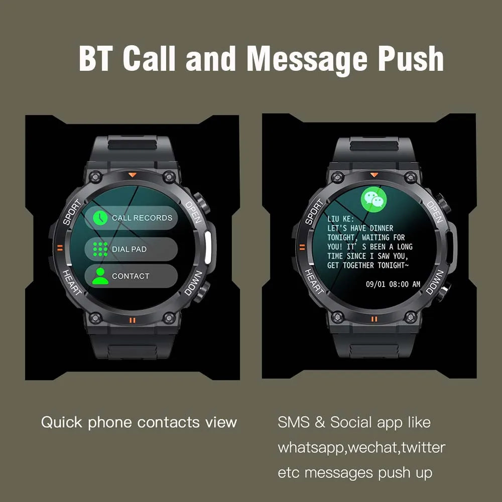 SENBONO Military Outdoor Smartwatch With 400mAh Battery And Bluetooth Call