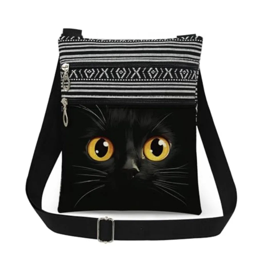 Cat Print Messenger Bag With Adjustable Strap For Travel