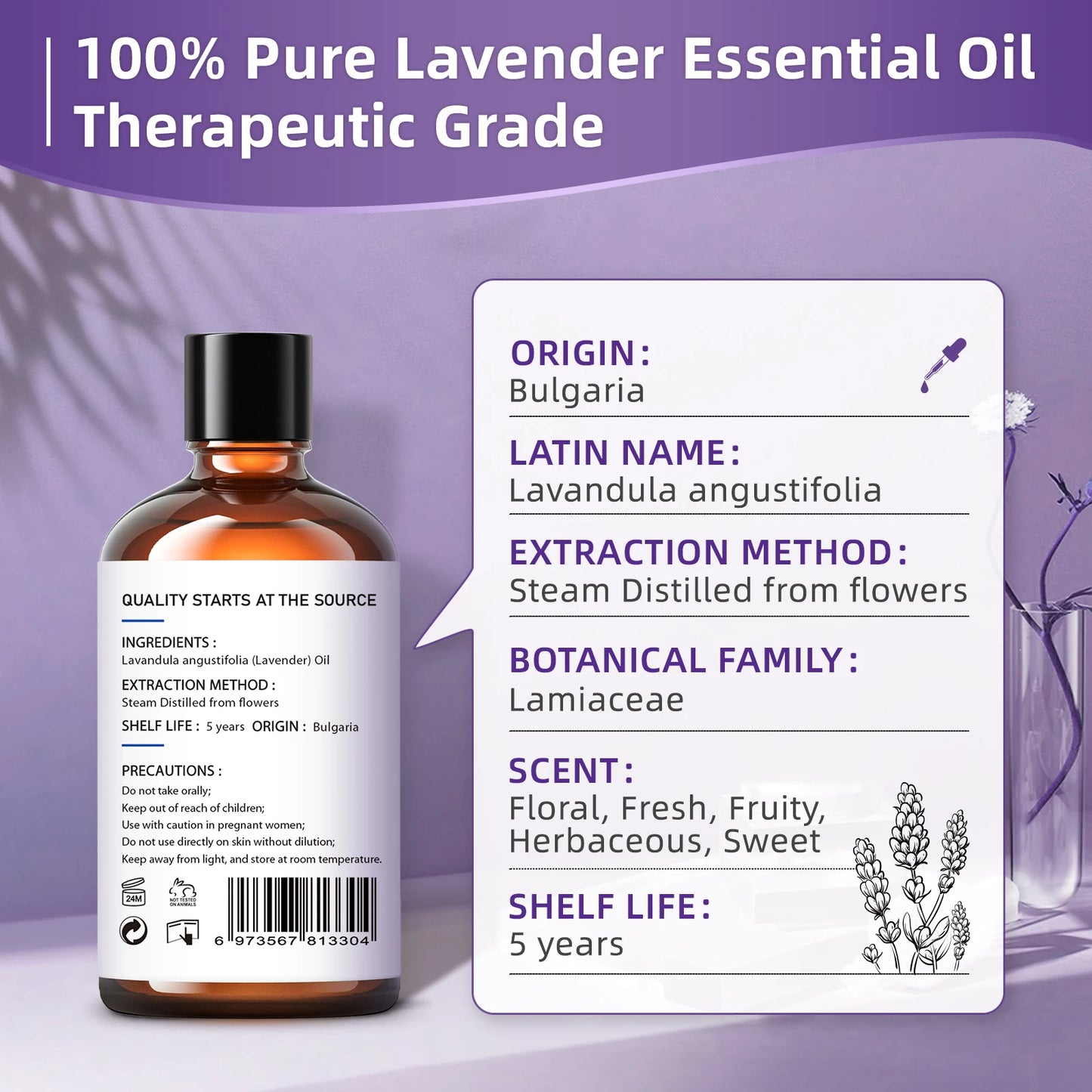 HIQILI True Lavender Essential Oil For Diffuser And Massage