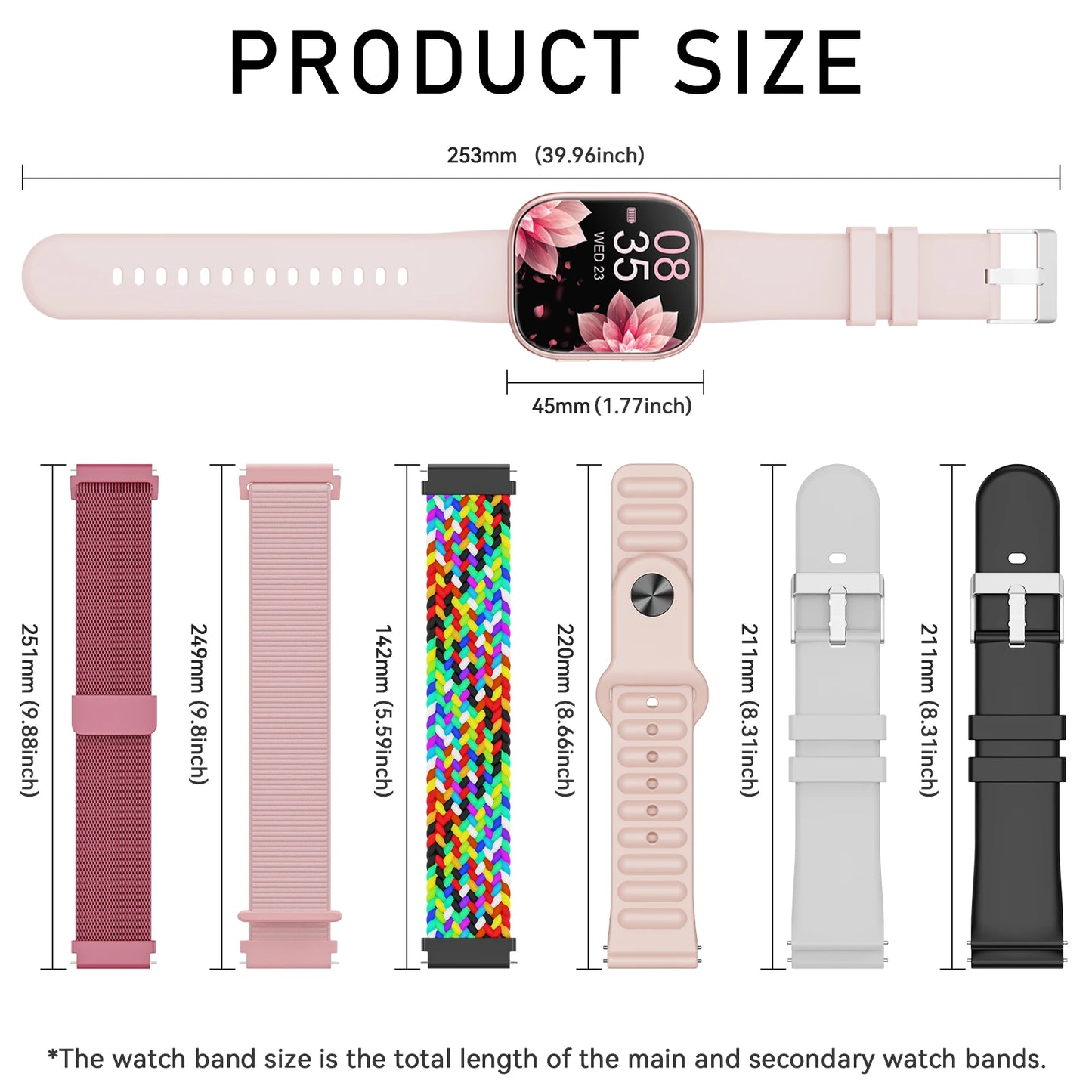 Ladies Smart Watch HD Touch Screen Heart Rate Fitness Tracker