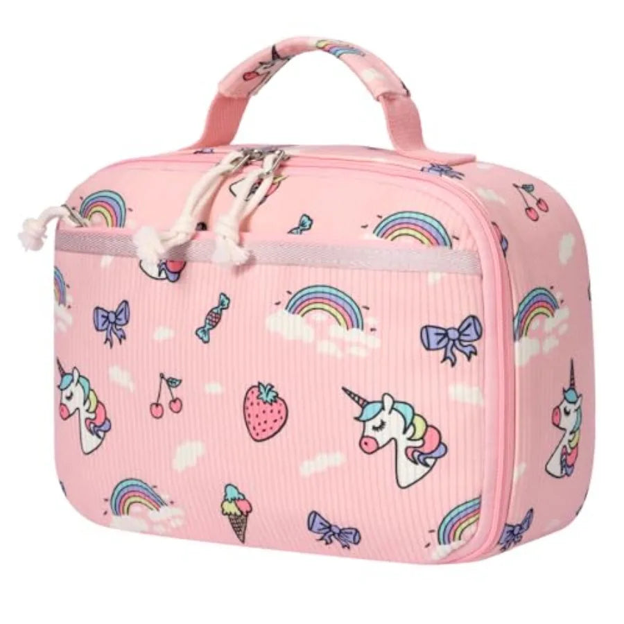 Corduroy Insulated Lunch Bag For Women, Reusable Lunchbox, Large Capacity
