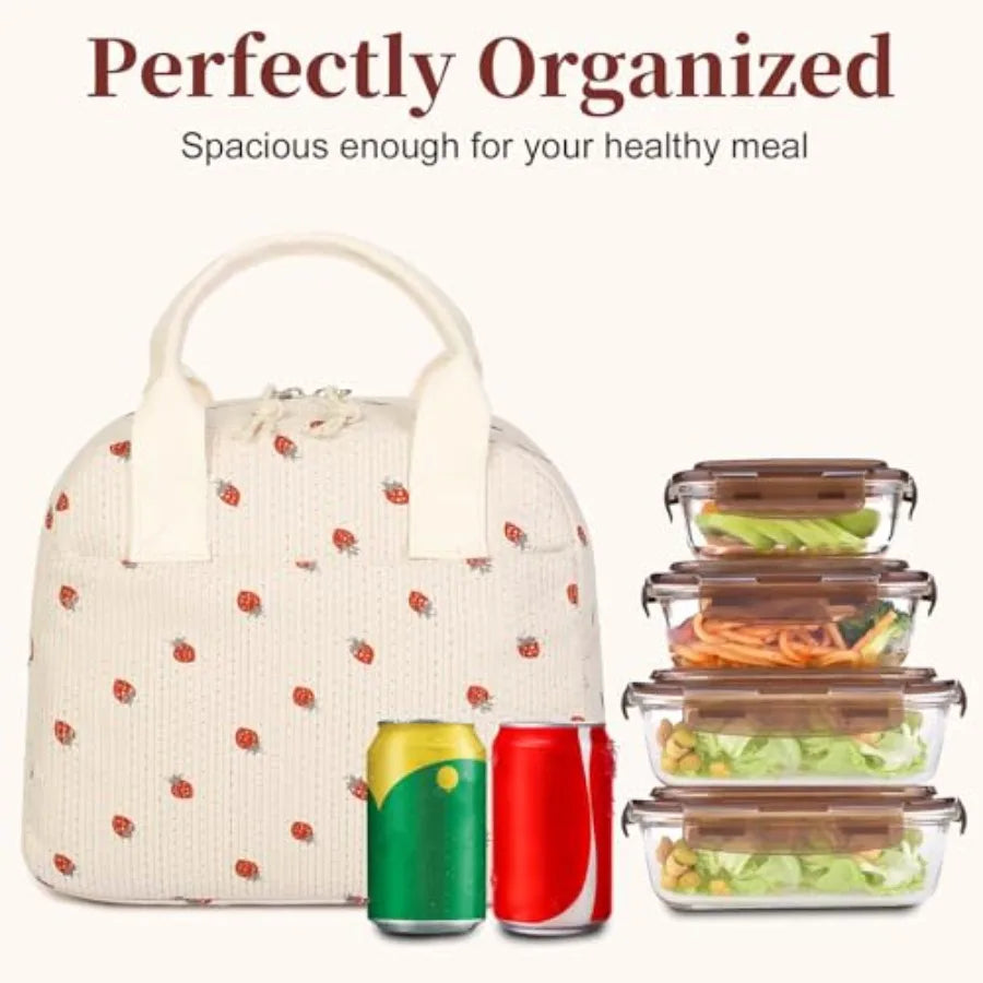 Corduroy Lunch Box For Women Reusable Thermal Cooler Bag For Work