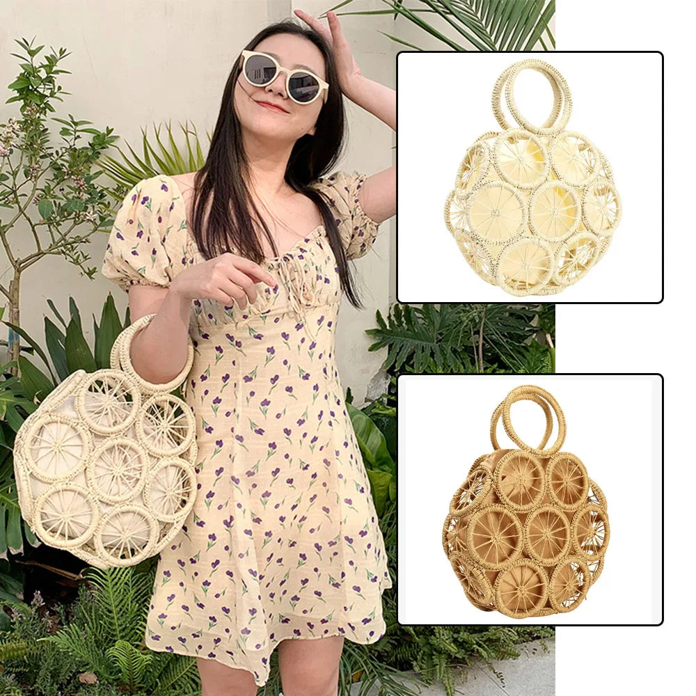 Women's Large Woven Rattan Straw Beach Tote Purse