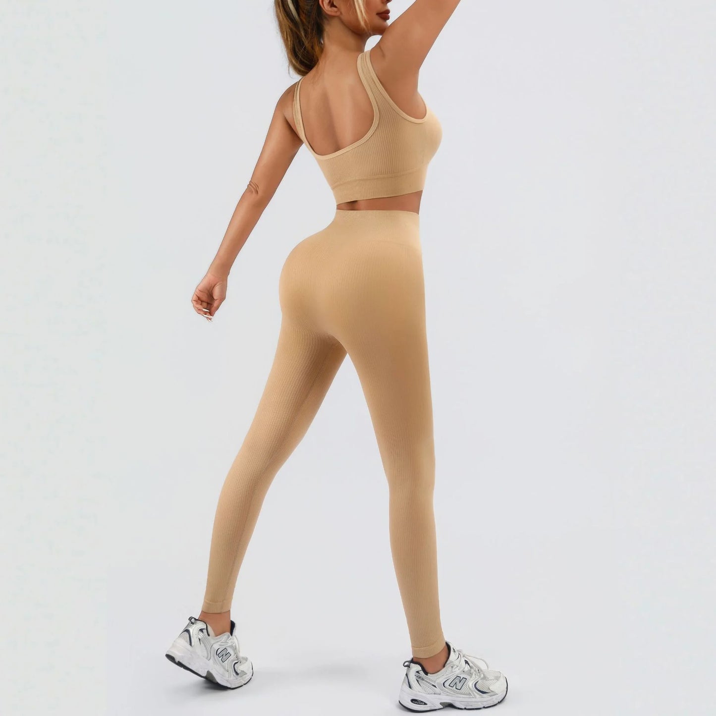 Women's Ribbed Tank 2-Piece Seamless High-Waist Workout Set