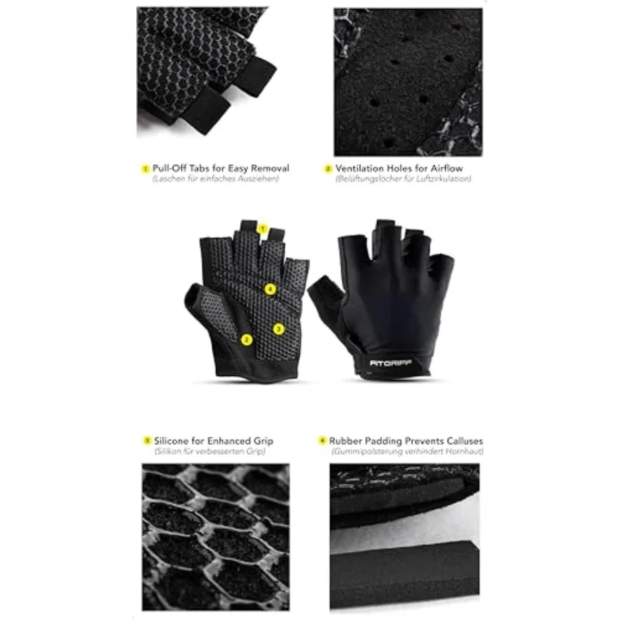 Padded Fingerless Workout Gloves for Weightlifting and Palm Protection
