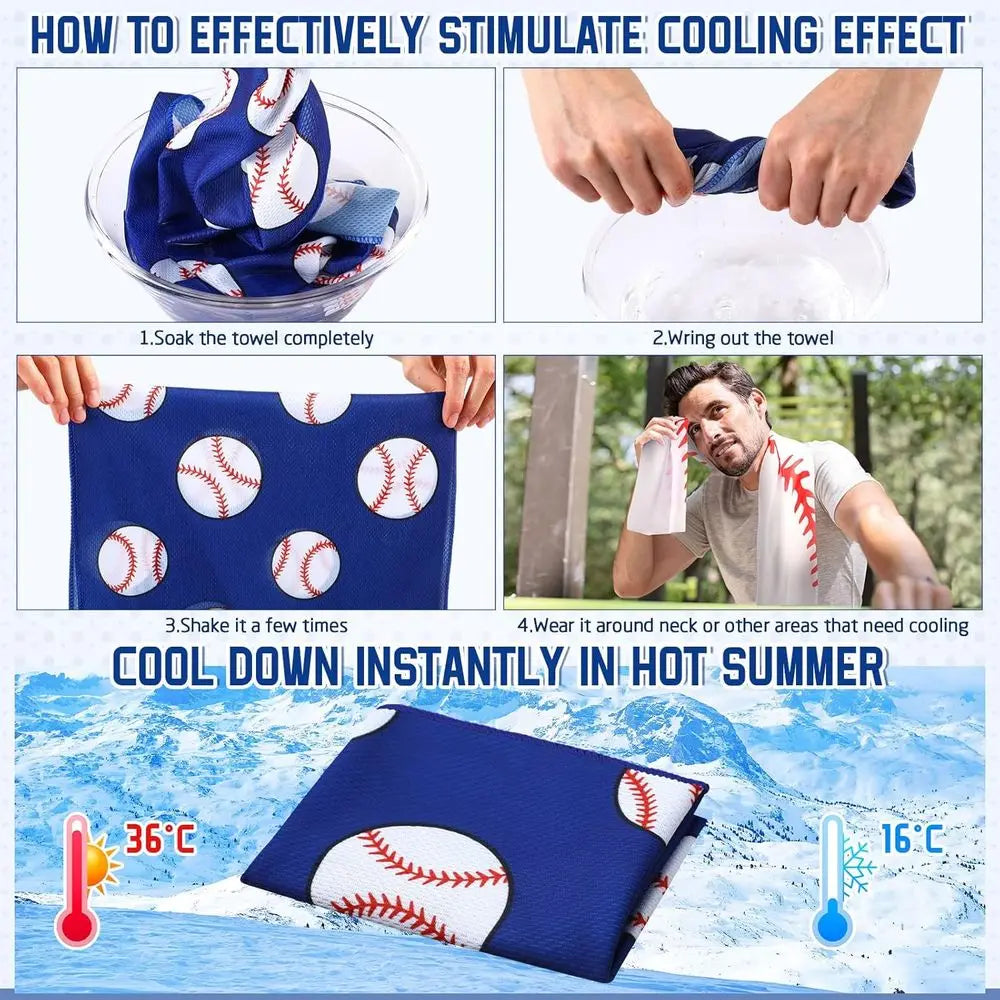 Bulk 40 Pack 12x12 Sport Cooling Towels, Ideal for Baseball, Soccer, Parties & Outdoor Activities