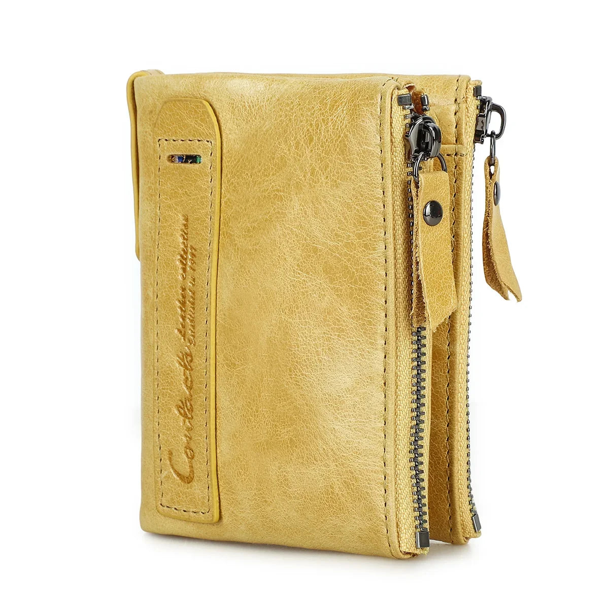 Genuine Leather Short Wallet Card Holder Money Clip Unisex
