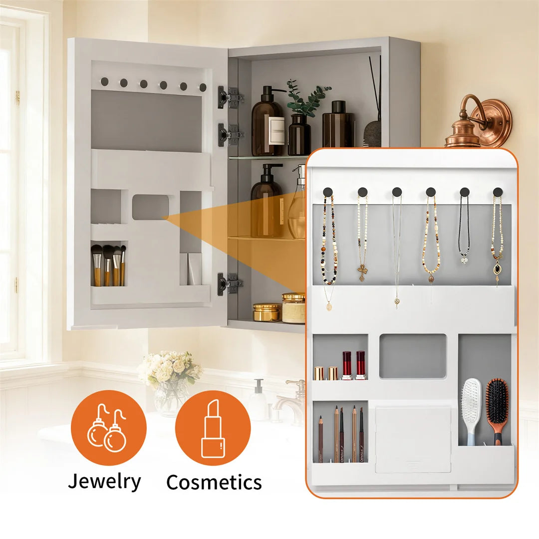 LUVODI Wall Mounted Bathroom Medicine Cabinet Luxury Single Door Open Vanity Storage with Mirror 500x700mm Size