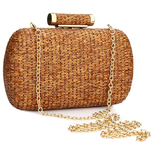 Straw Weave Shoulder Bag For Women Beach Party Purse Chain