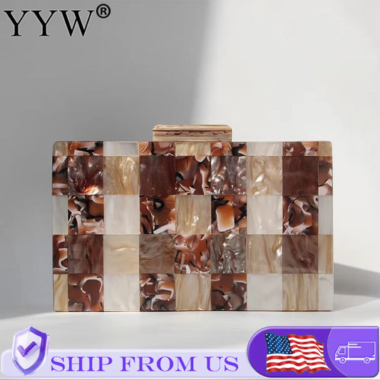 Acrylic Plaid Luxury Clutch Bag For Women Wedding Evening