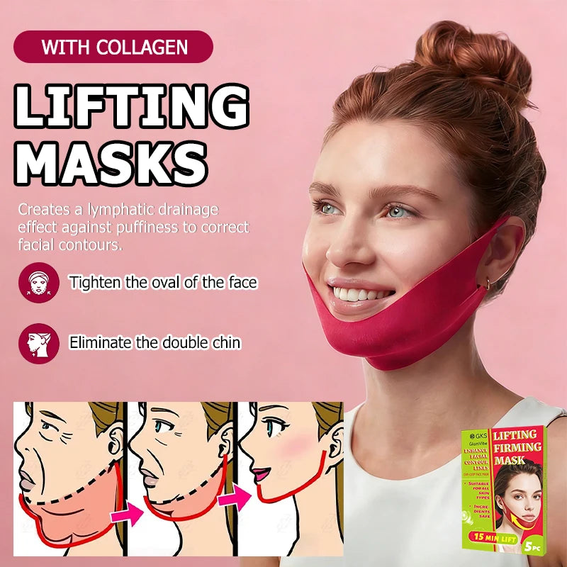 5 V-shaped chin strap masks with a V-shaped design that fits snugly against the skin - gentle and non irritating - lifting the c