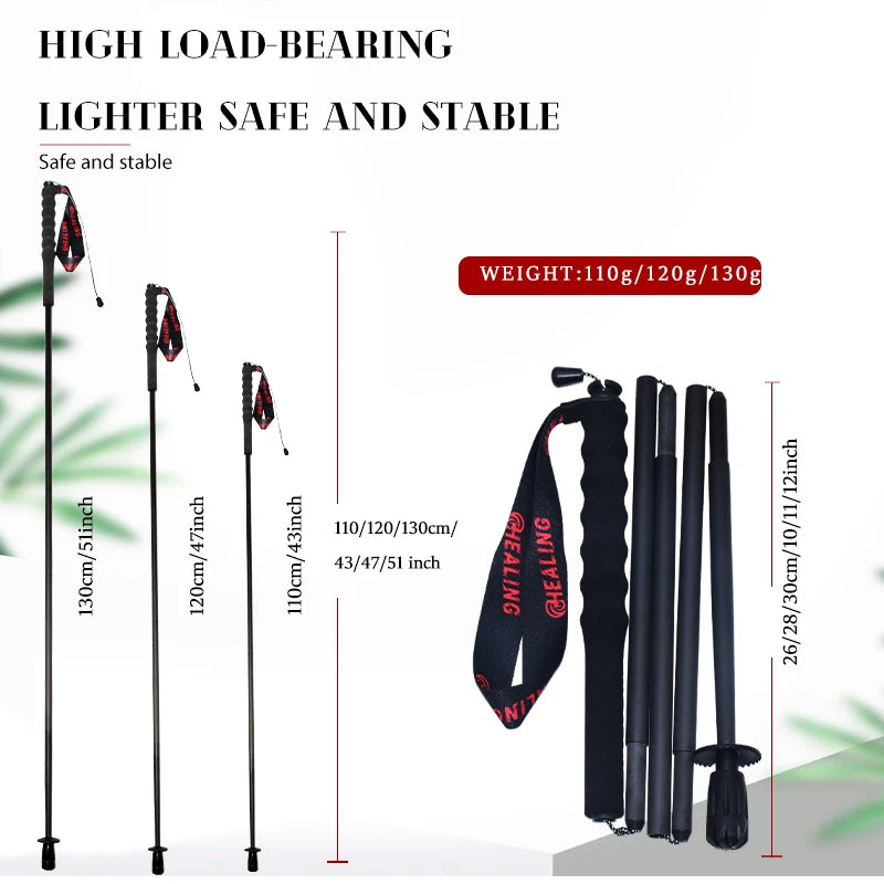 Okhealing Foldable Carbon Fiber Trekking Poles Ultra Light Hiking Sticks