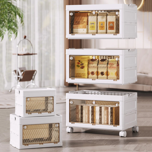1/2/3/4/5 Layer Folding Storage Cabinet Storages Cabinet Waterproof Dustproof With Swivel Wheel Kitchen Bedroom Living Room