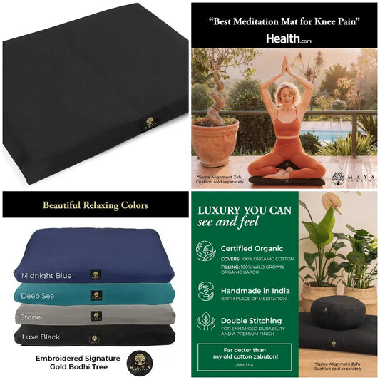 YTYIN Organic Meditation Mat Zabuton Floor Pillow For Knees
