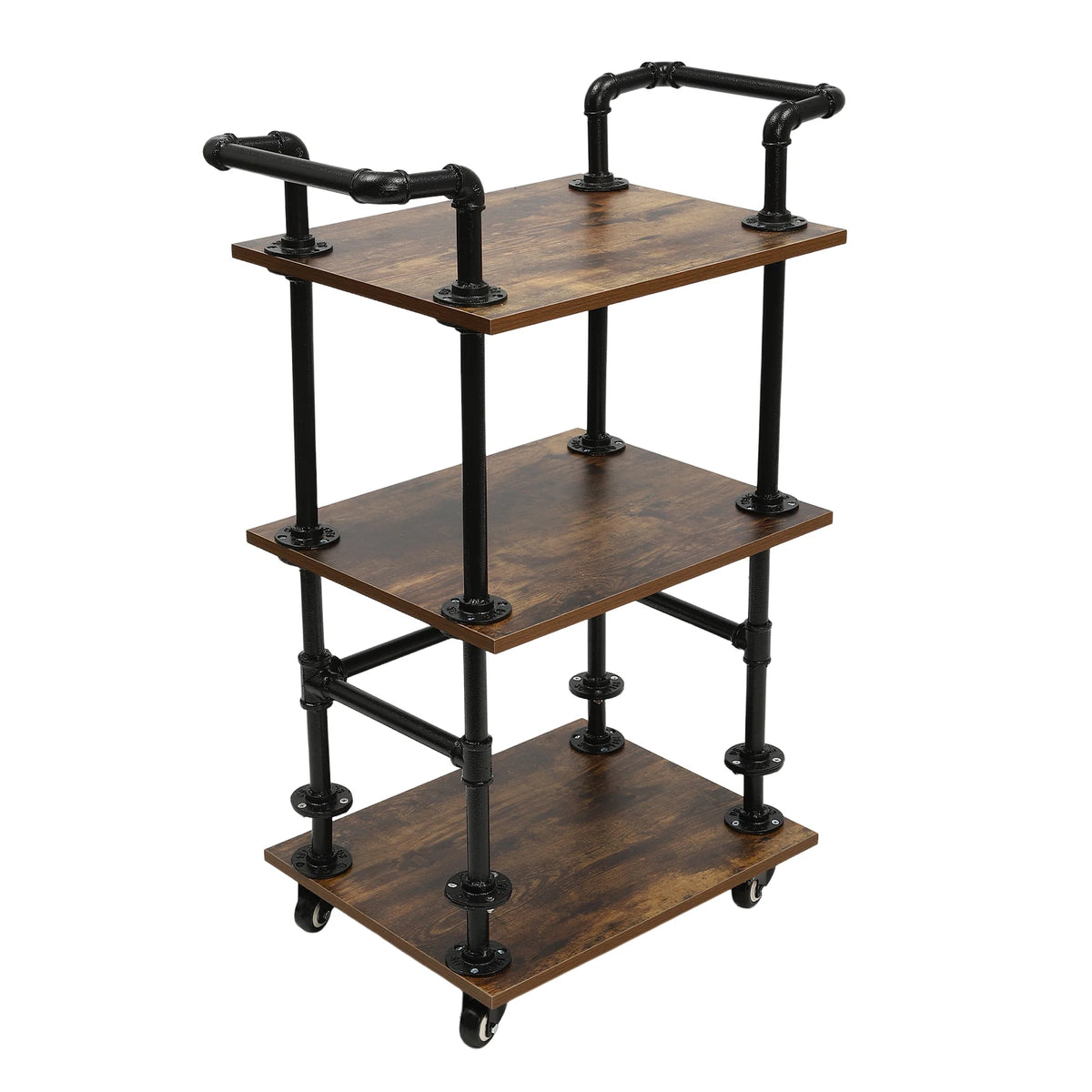 3 Tiers Industrial Bar Carts on Wheels with Storage Kitchen Foldable Storage Rack  Wine Tea Liquor Shelves for Kitchens, Bars, Living Rooms, Bedrooms