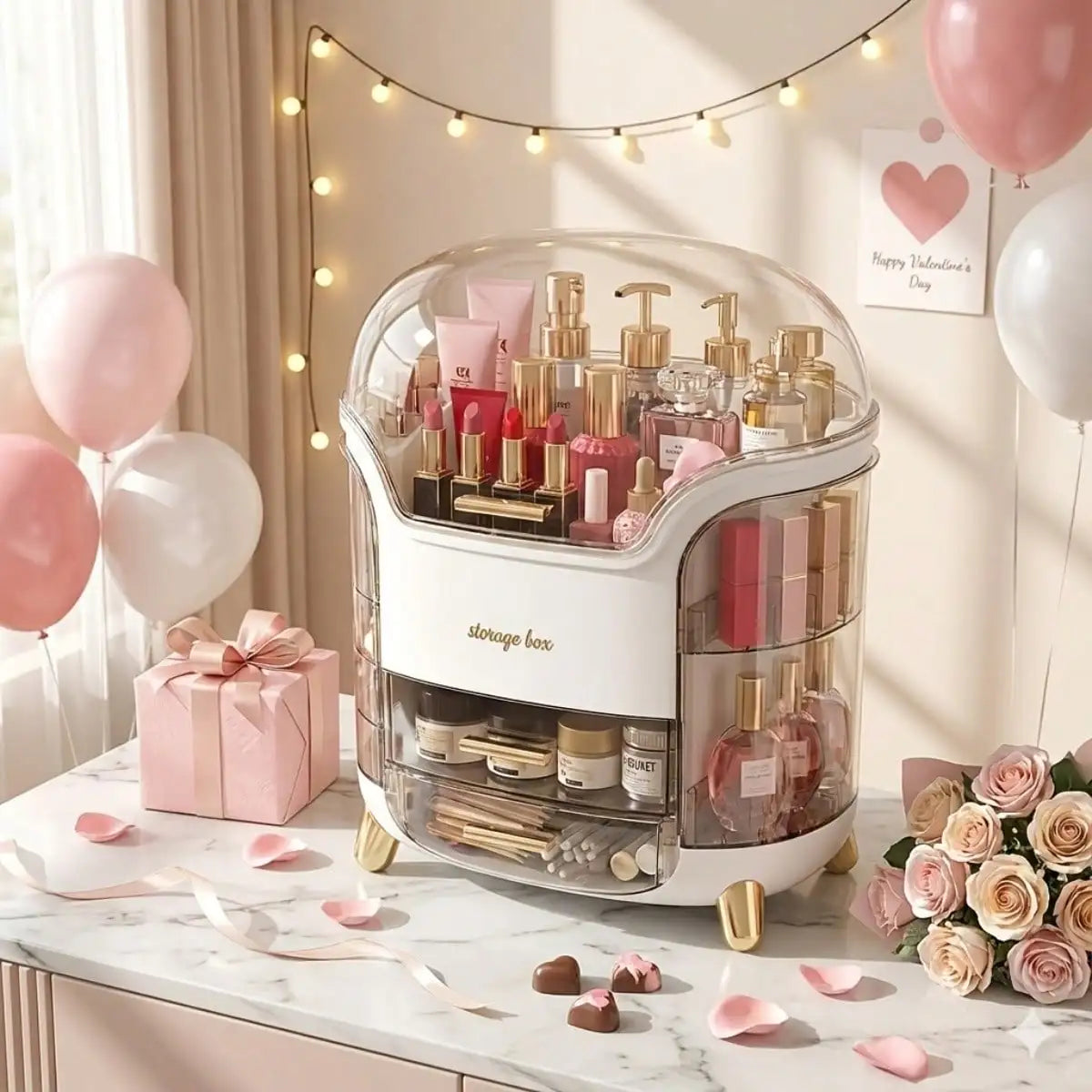 Plastic Vanity Organizer With Drawers For Bathroom Cosmetics Storage