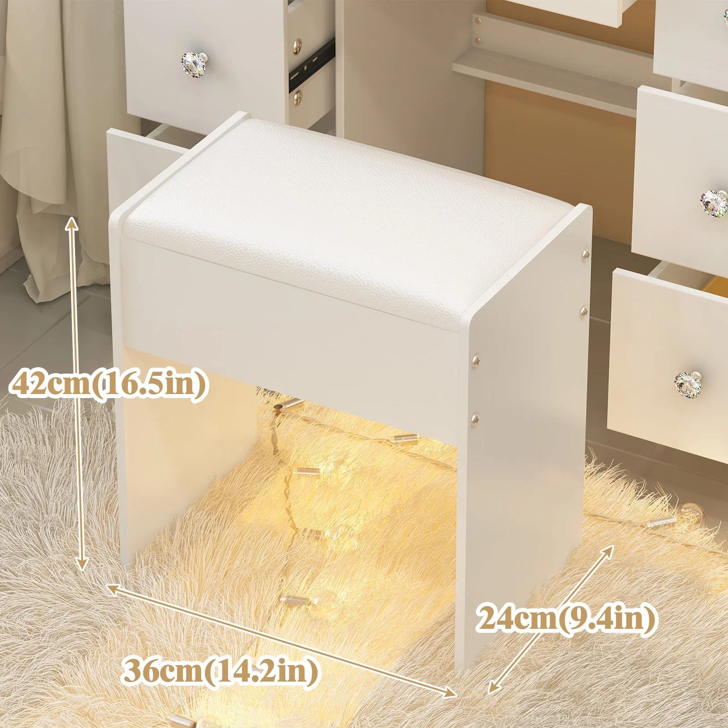 Elegant Padded Makeup Vanity Stool with Sturdy Wooden Legs, Dressing Chair Bench, Easy Assembly for Bedroom Vanity Table