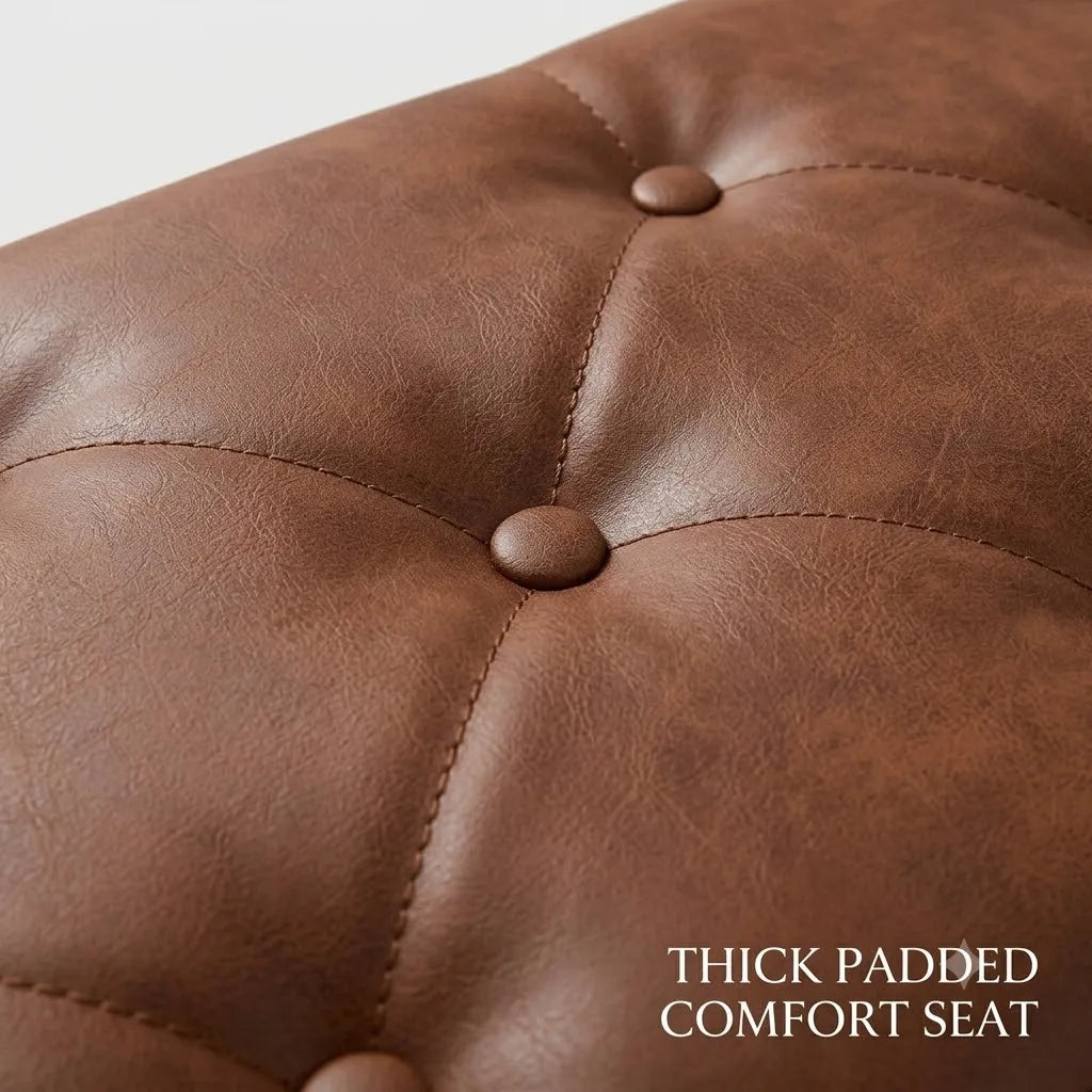 Large Tufted PU Leather Storage Ottoman Bench, Flip Top Hidden Storage Chest, Padded Shoe Bench Footrest for Entryway Bedroom Living Room, Water-Proof Wear-Resistant Storage Stool for Shoes Toys Blankets