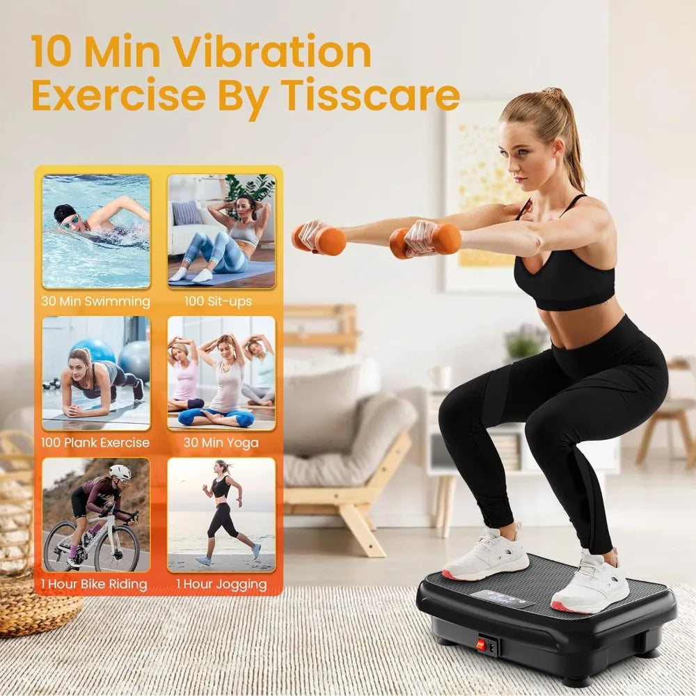 TISSCARE Vibration Plate Exercise Machine Mini Vibrating Plates for Lymphatic Drainage and Weight Loss