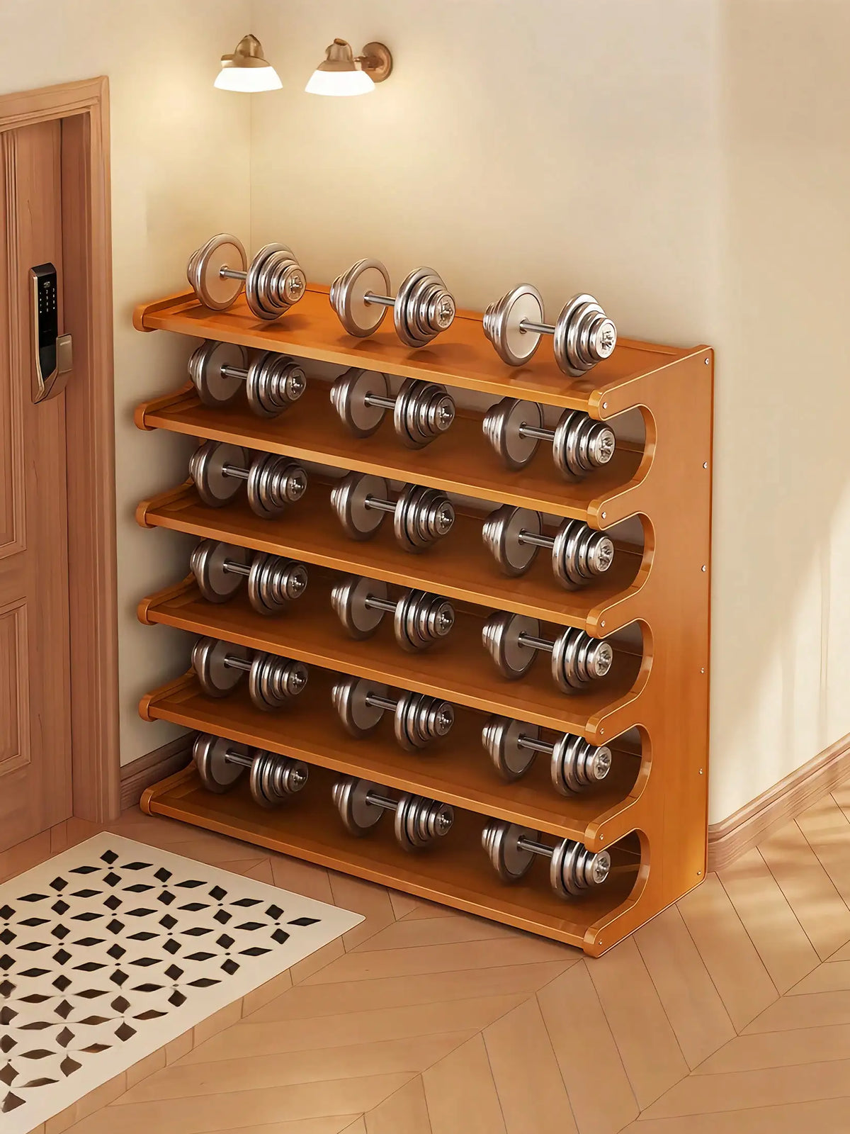 6-Tier Bamboo Shoe Rack for Closet, Freestanding Shoe Organizer Shelf with Elegant Arc Design, Space Saving Entryway Storage Rack, Natural Brown