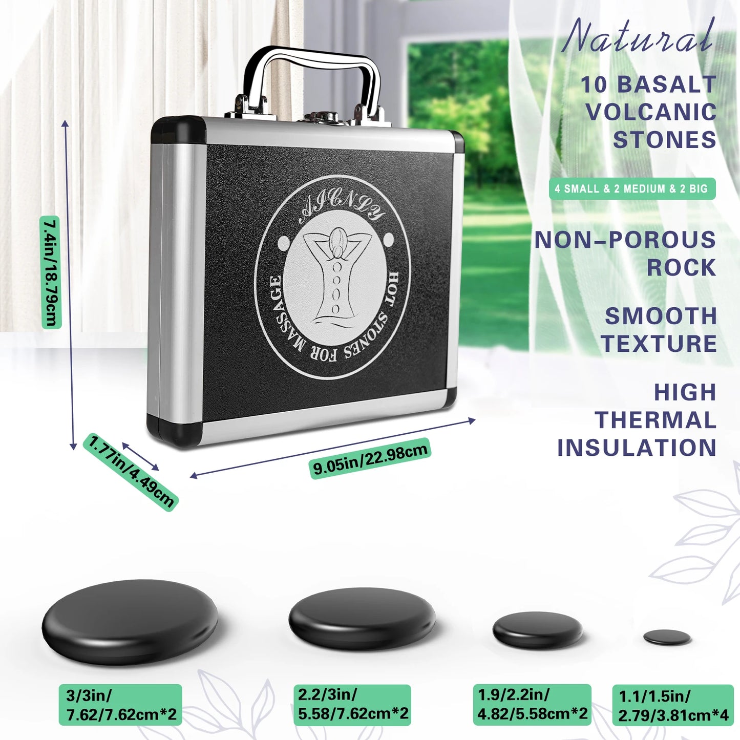 HolistHeal Hot Stones Massage Set With Temperature Adjustment Heater Kit