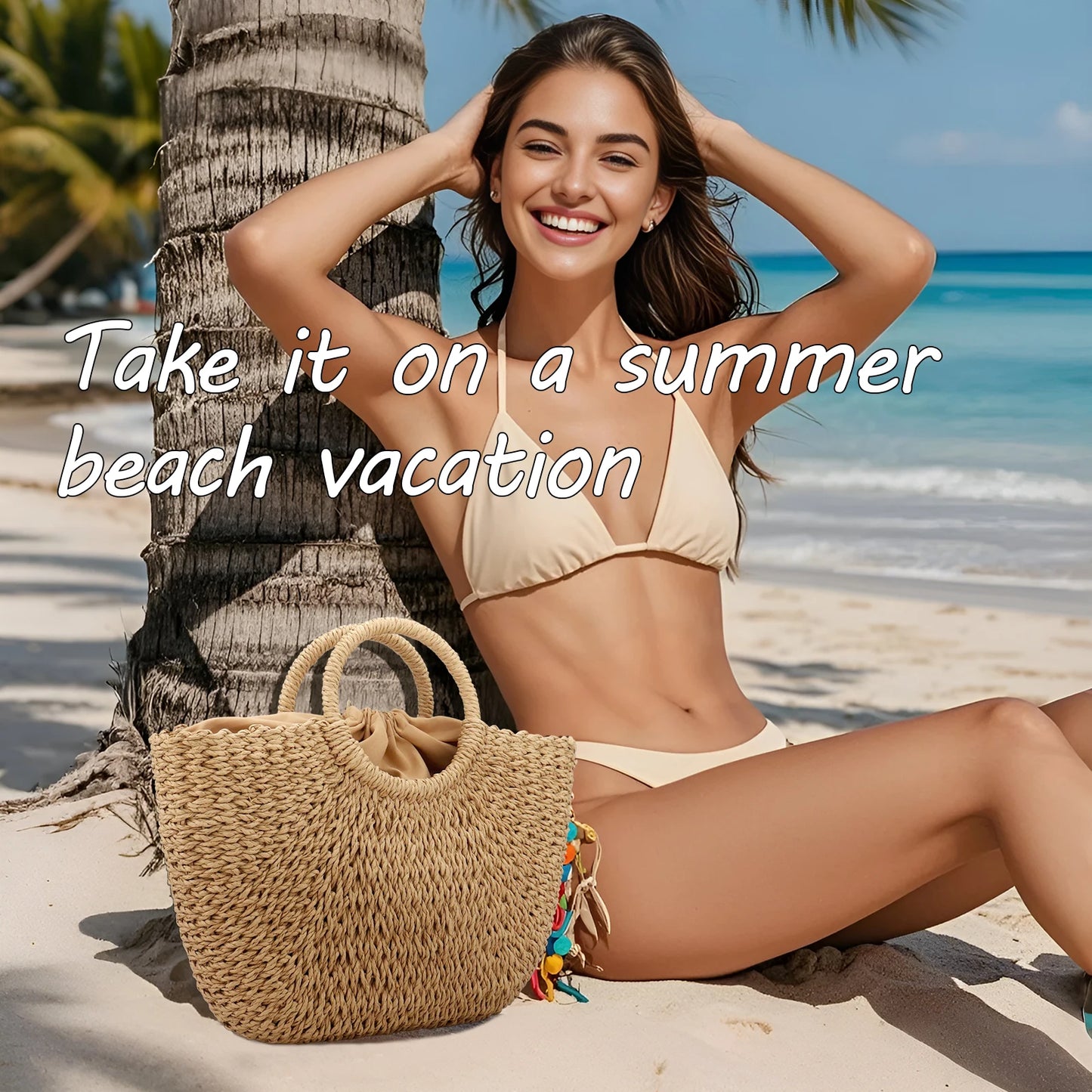 Women Straw Weave Beach Bag Large Capacity Rattan Tote