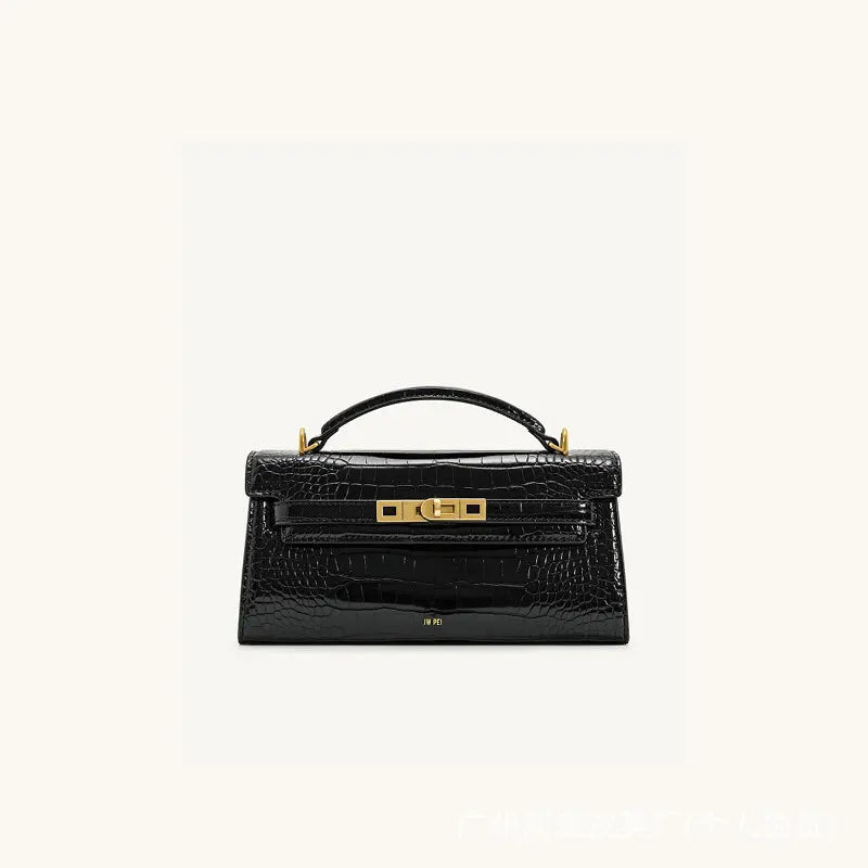 JW PEI Noor Mini Leather Top Handle Handbag Women's Crocodile Embossed Crossbody Purse Elegant Luxury Style Satchel Shoulder Bag