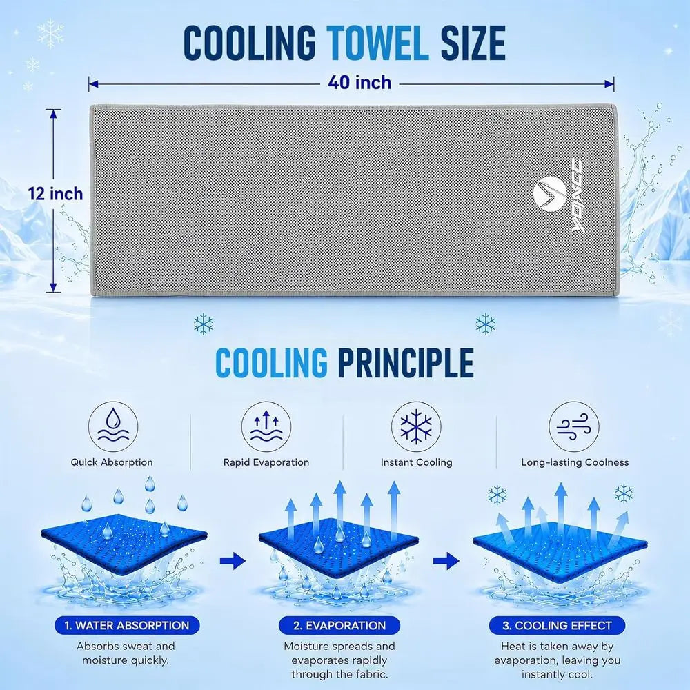 4 Pack Cooling Towels 40x12, Breathable Cool Rags for Gym, Yoga, Running, and Outdoors in Hot Weather
