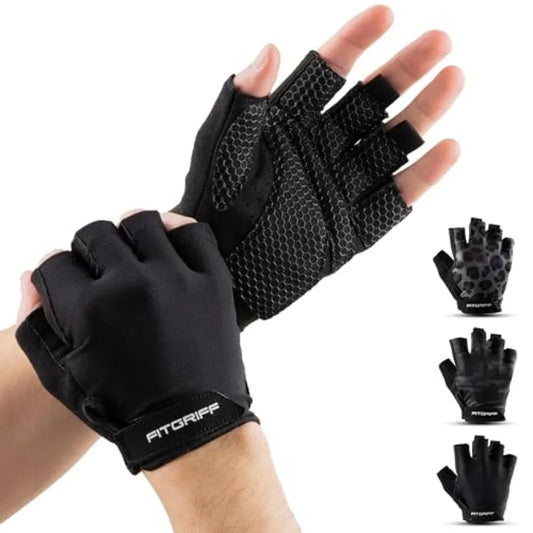 Padded Fingerless Workout Gloves for Weightlifting and Palm Protection