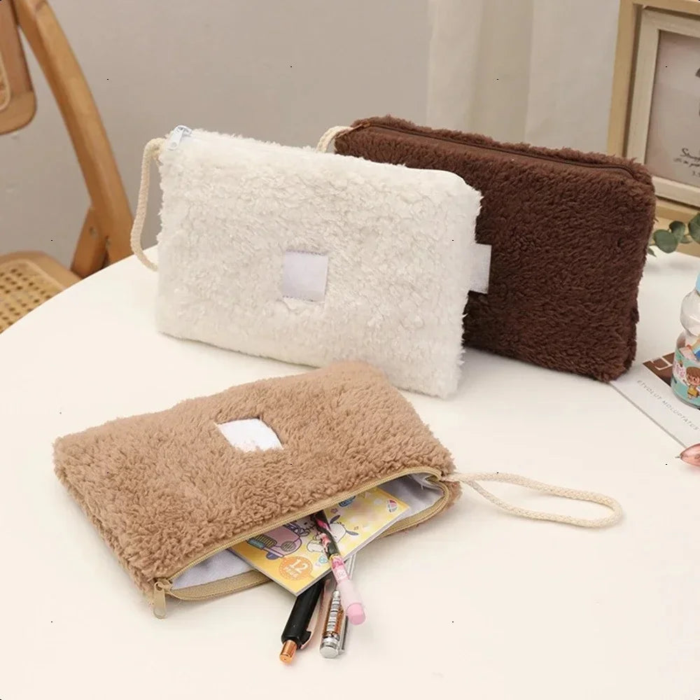Cute Plush Travel Cosmetic Bag Large Capacity Makeup Organizer