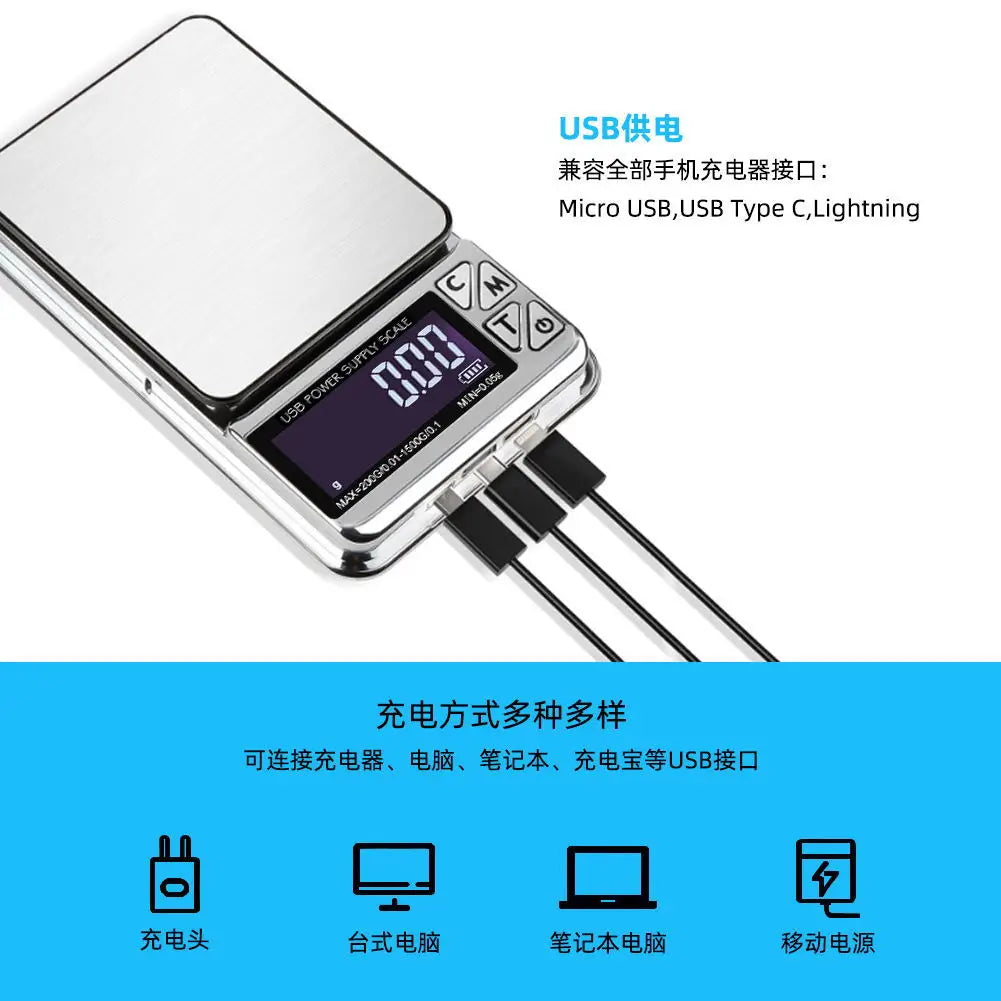 Multifunctional Pocket Scale - LED Digital Shows Digital Tiny Pocket Scale for Gram Food Jewelry Ounces/Grains Powder Weighing