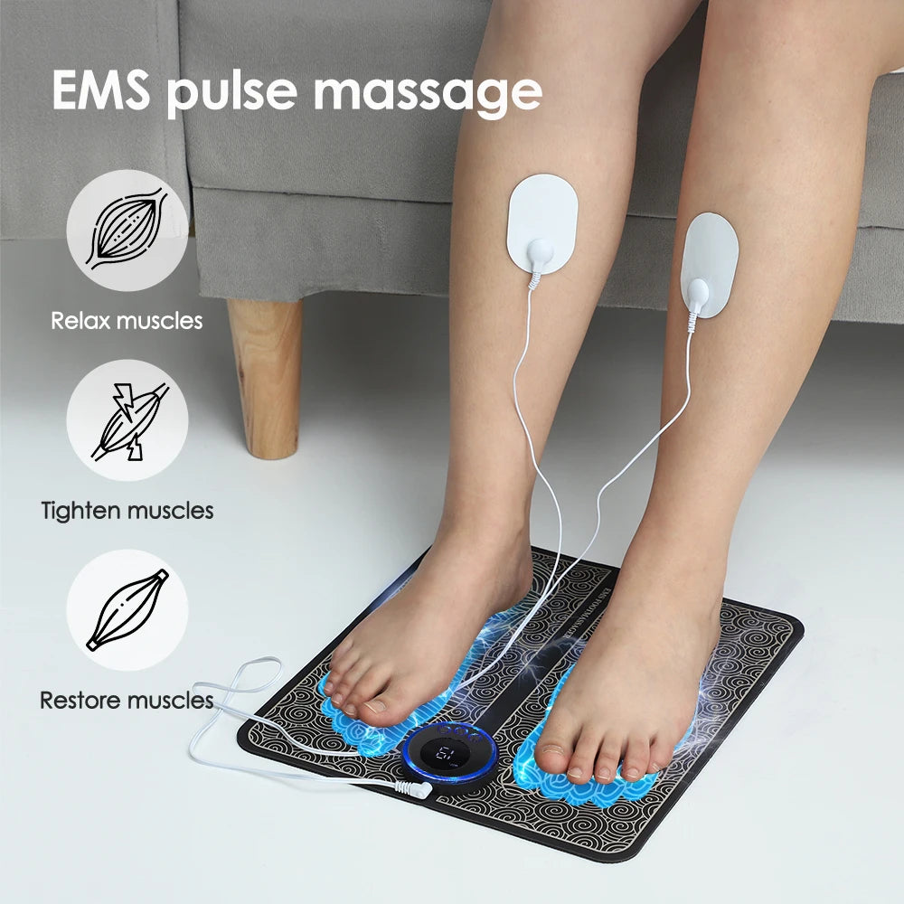 Smart EMS Foot Massger 8 Modes 19 Level Foot Massager Pad Blood Circulation Sport Home Relax Muscles Slim Legs Foot Pad