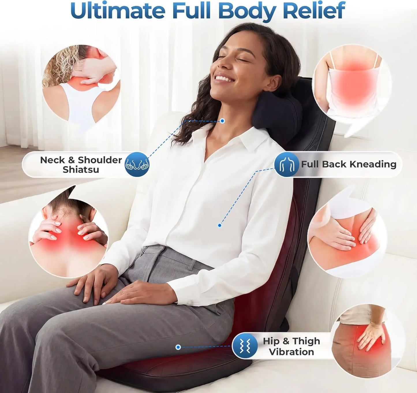 HIMOUTA 3 In 1 Shiatsu Back Massage Cushion With Heat