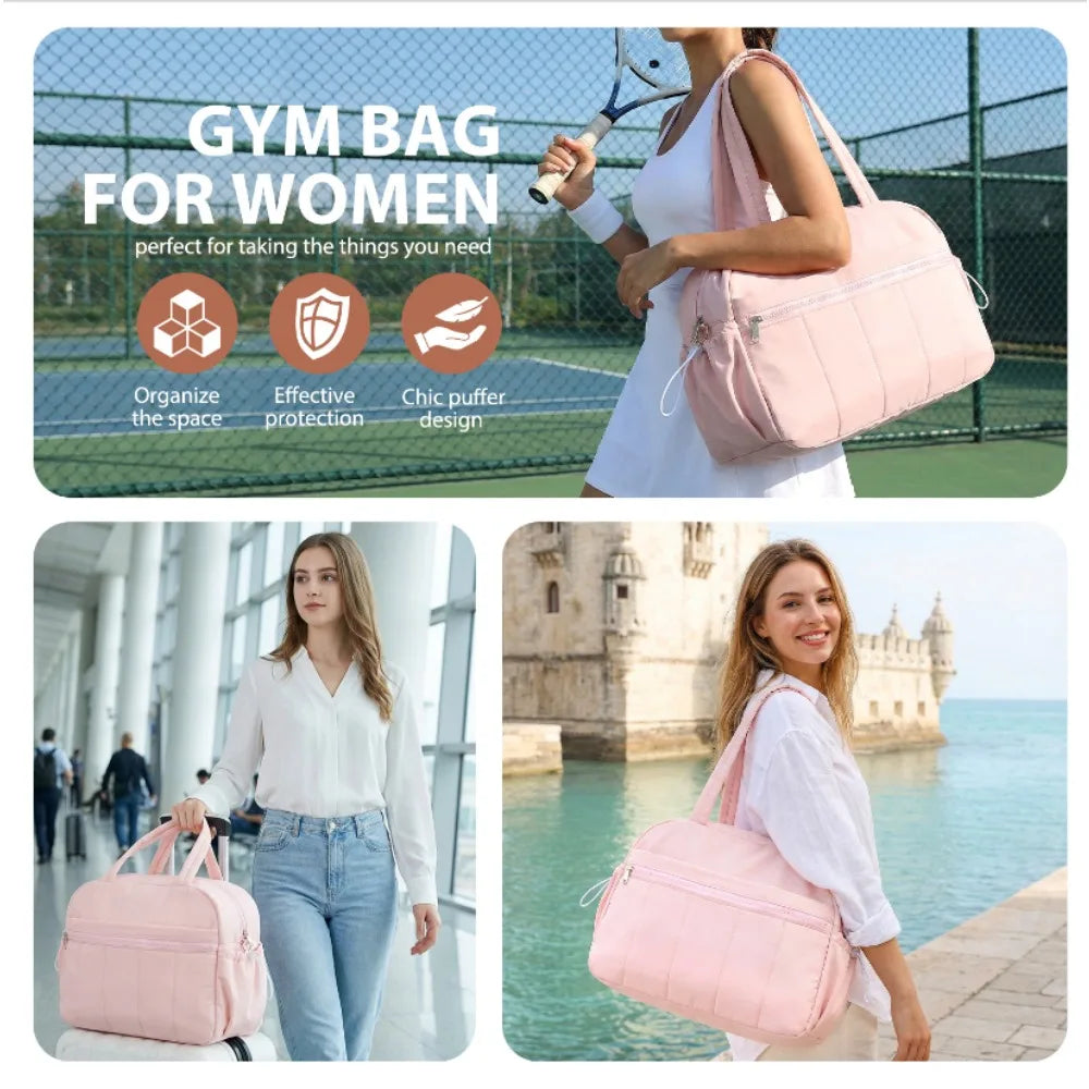 Women Travel Duffel Bag Gym Bag for Women, Duffle Bag for Travel with Wet Pocket, Lightweight Carry on Weekender Duffel