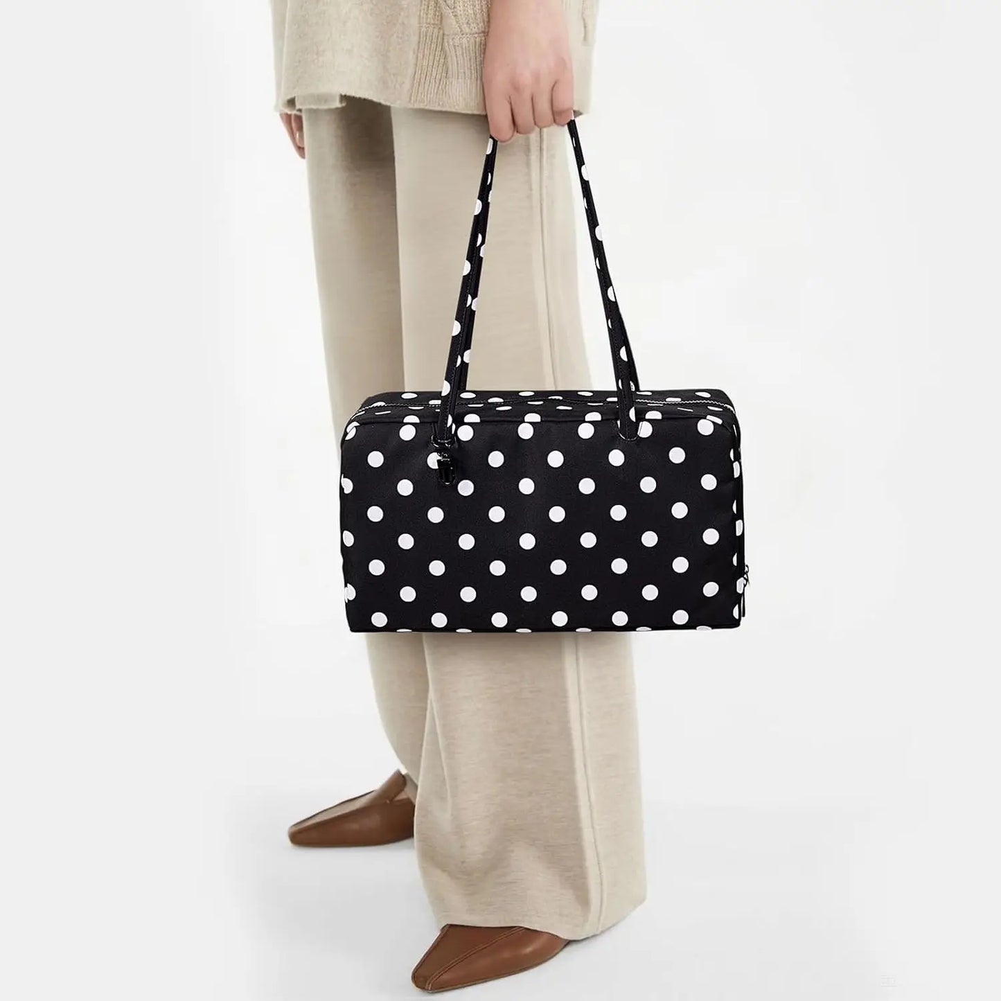 Women's Nylon Slouchy Tote Bag With Zipper Closure
