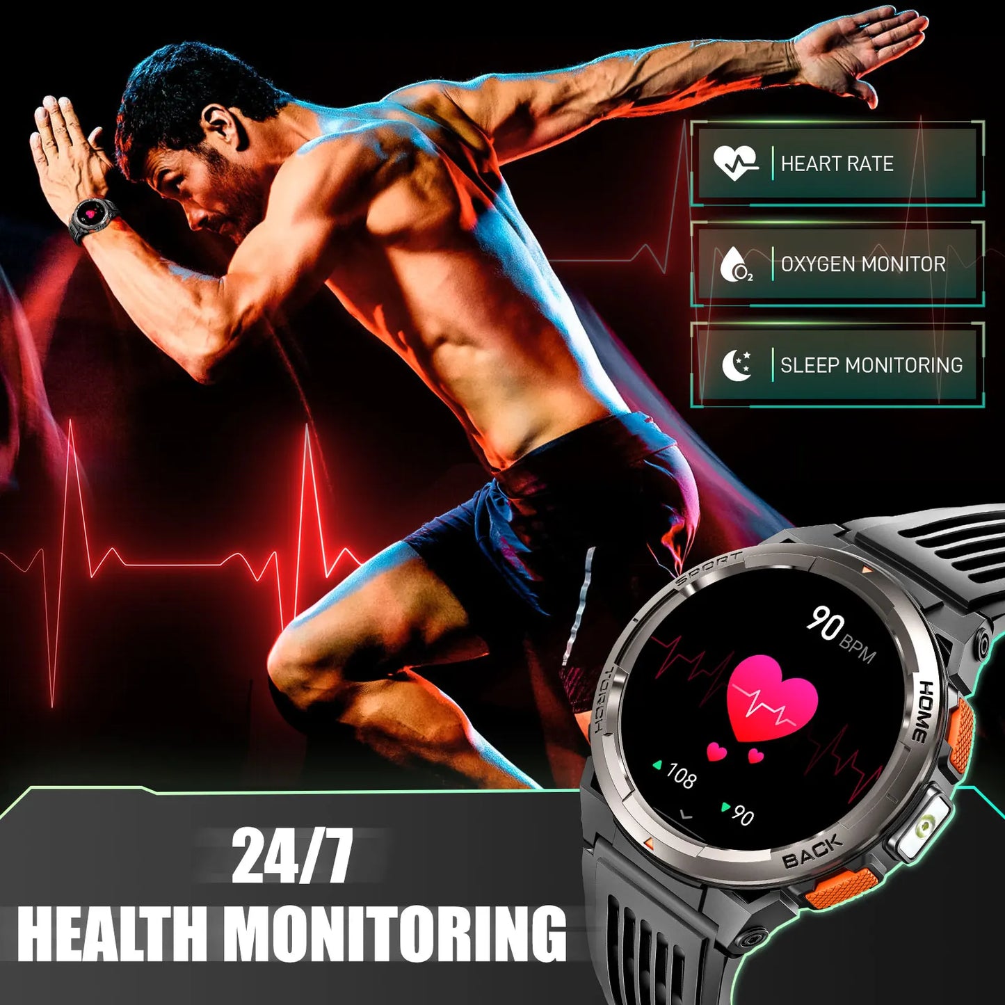 EIGIIS KE5 Smart Watch 3ATM Waterproof Compass Altitude Barometer Flashlight