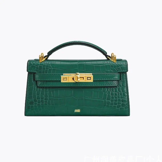 JW PEI Noor Mini Leather Top Handle Handbag Women's Crocodile Embossed Crossbody Purse Elegant Luxury Style Satchel Shoulder Bag