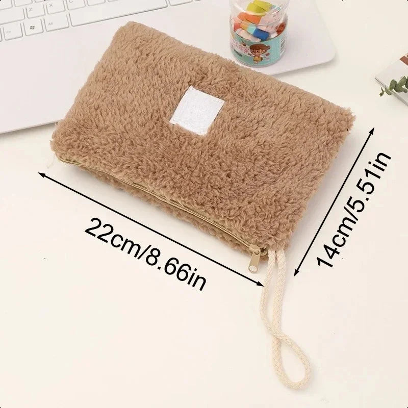 Cute Plush Travel Cosmetic Bag Large Capacity Makeup Organizer