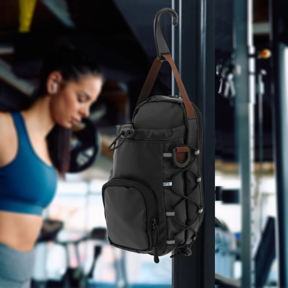 Magnetic Gym Chest Pouch with Bottle Holder Gym Crossbody Bag Gym Bottle Carrier Bag for Men Women Gym Accessories Organizer