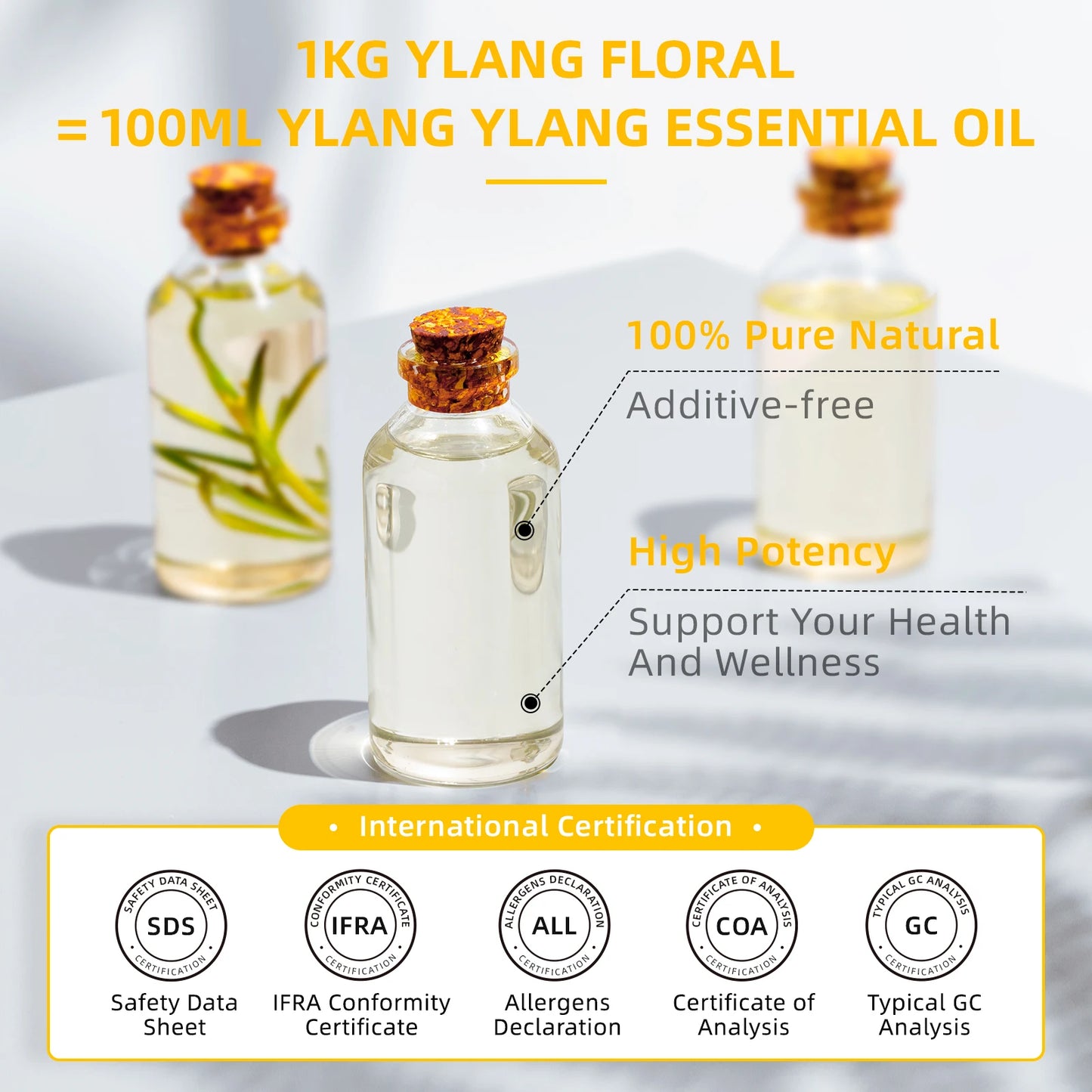 HIQILI Ylang Ylang Essential Oil for Diffusers Aromatherapy
