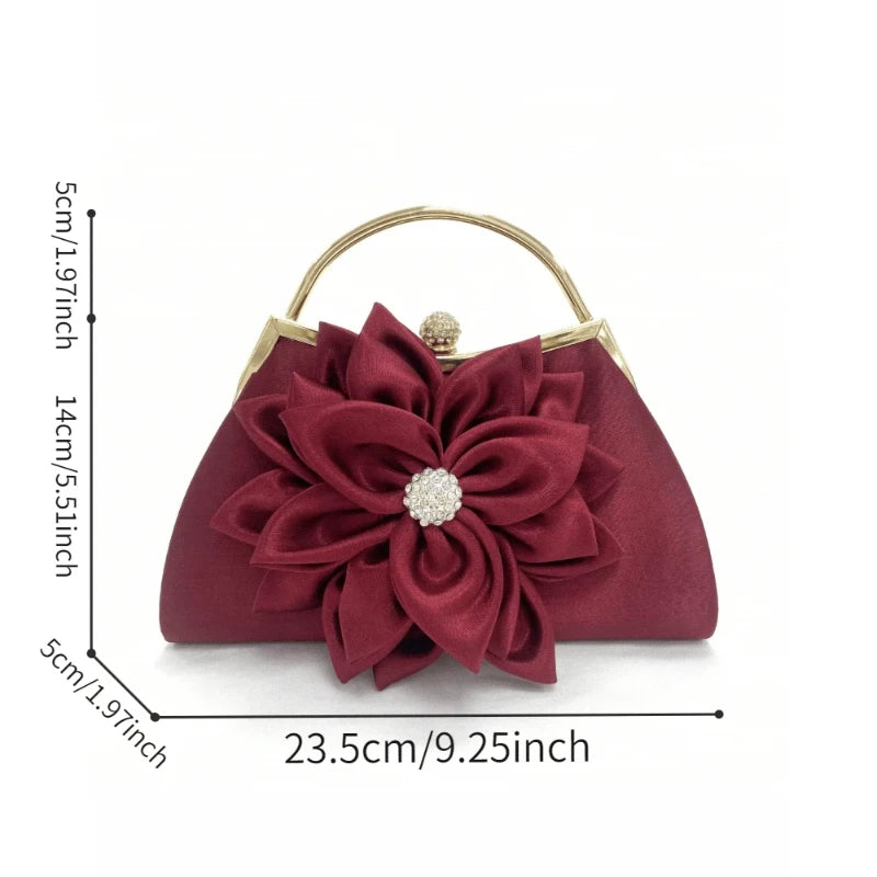 Elegant Women Silk Floral Evening Clutch Purse For Wedding Party
