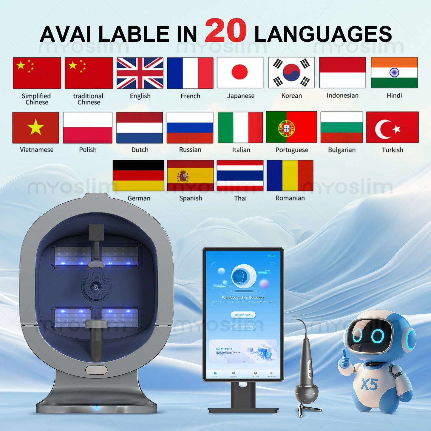 X5 High-Definition Magic Mirror Skin Scanning System 3D AI Facial Analyzer with UV and Moisture Detection for Salon Use