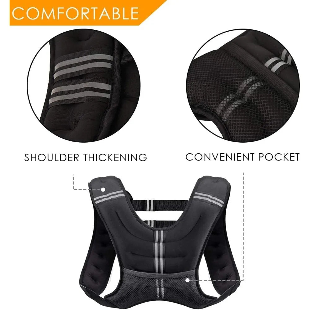 Reflective Weighted Vest 8-30 Lbs Neoprene Iron Sand Training